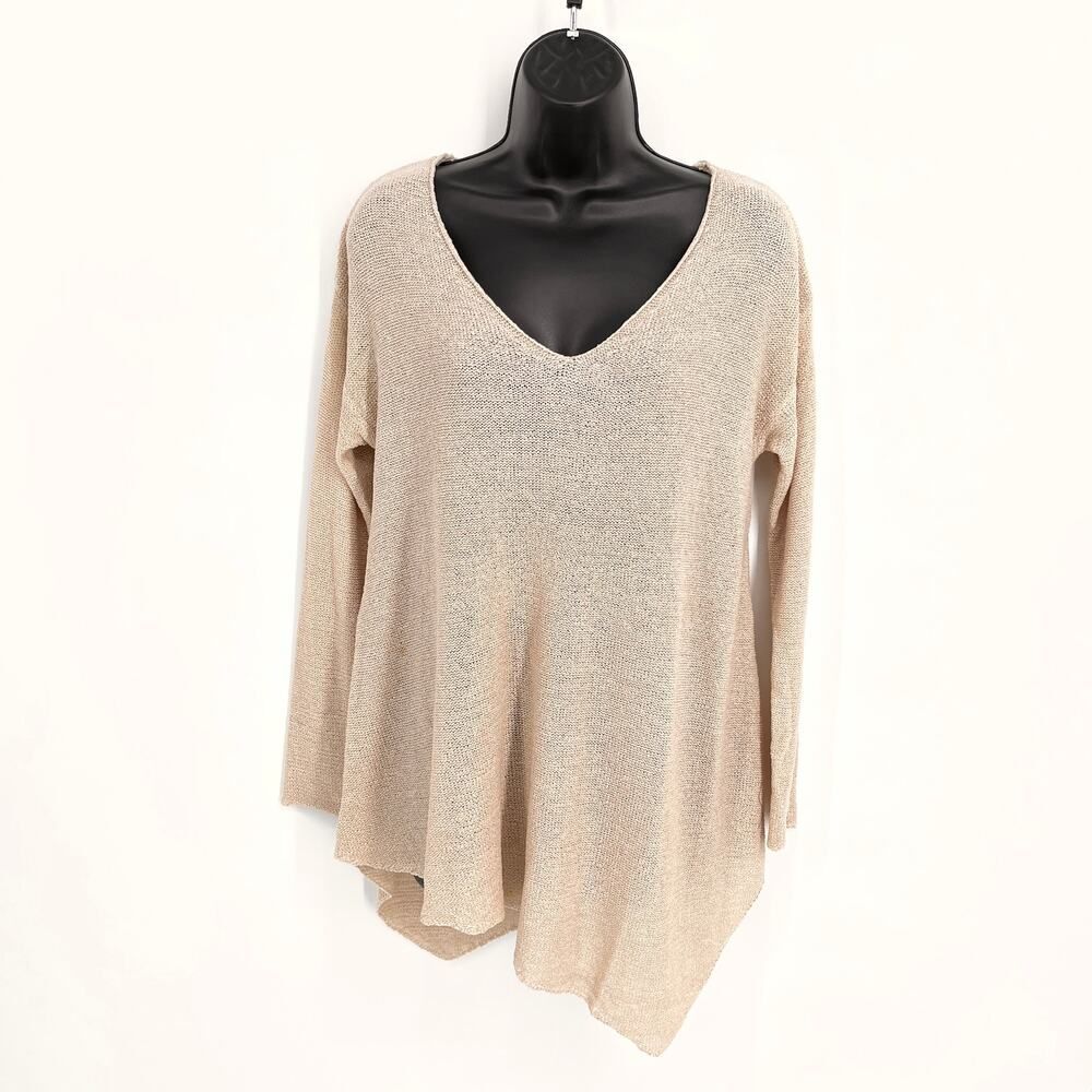 Wishlist Asymmetrical Hem Sweater NEW Sz S Tan Swim Coverup V-Neck Lightweight